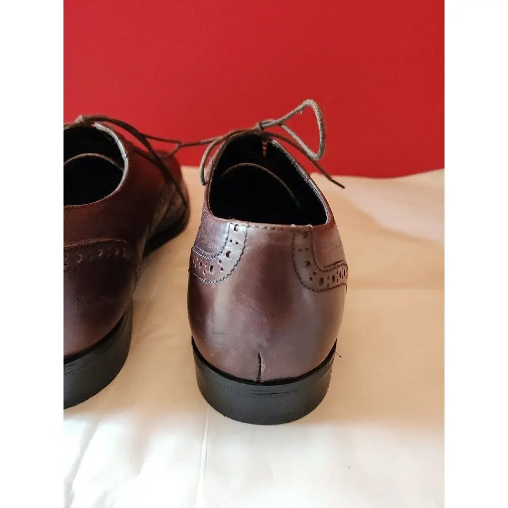 Asos Mens Brown Leather Lace Up Wing Tip Oxford Dress Shoes Size 9